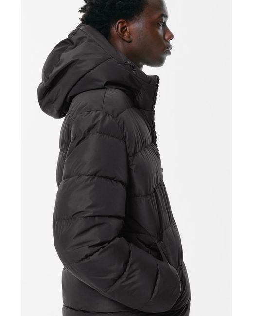 Pull&Bear Blue Lightweight Puffer Jacket With Hood for men
