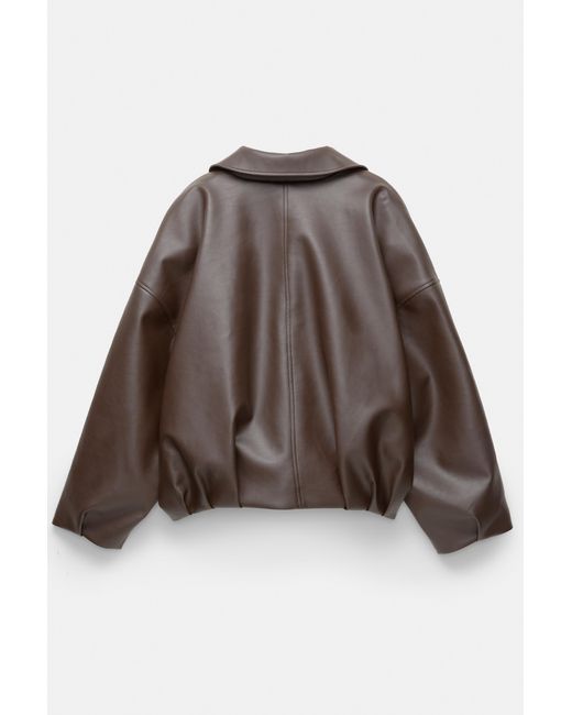 Pull&Bear Black Leather Effect Balloon Jacket