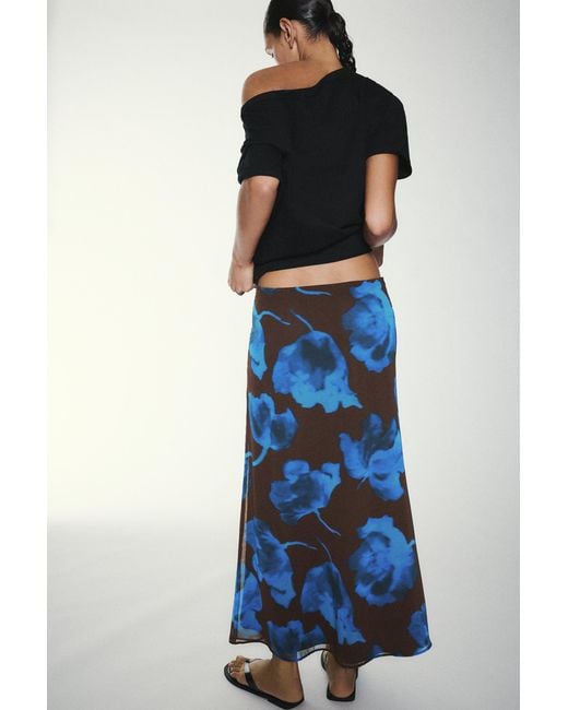 Pull&Bear Blue Floral Midi Skirt