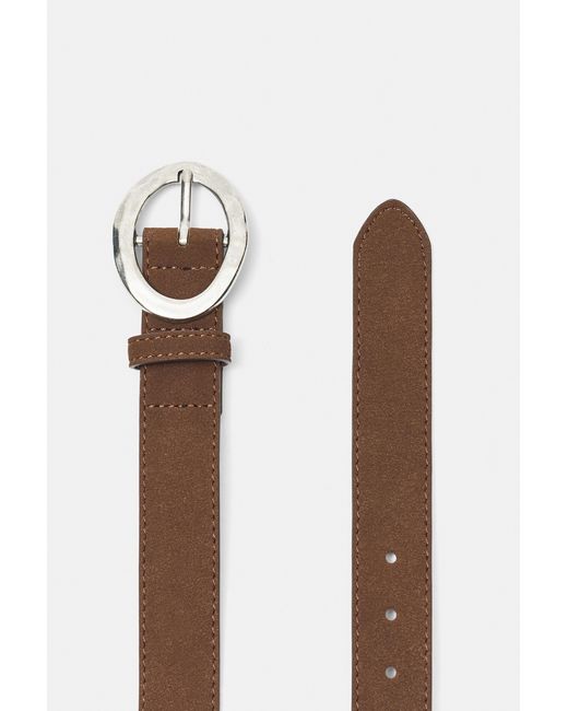 Pull&Bear White Belt With Oval Buckle