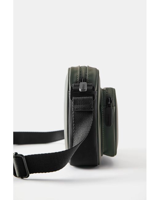 Pull&Bear Green Rubberised-Effect Crossbody Bag for men