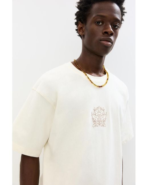 Pull&Bear Shirt Mit Blumenstickerei in Natural für Herren