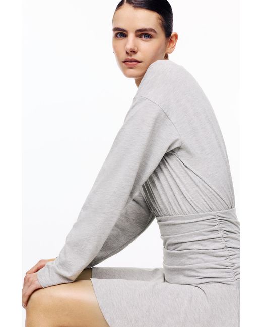Pull&Bear White Short Gathered Dress