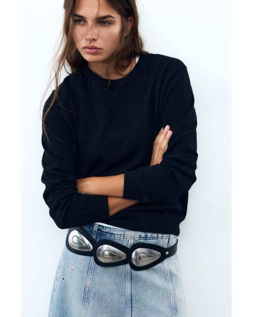 Pull&Bear Black Metal Hardware Belt