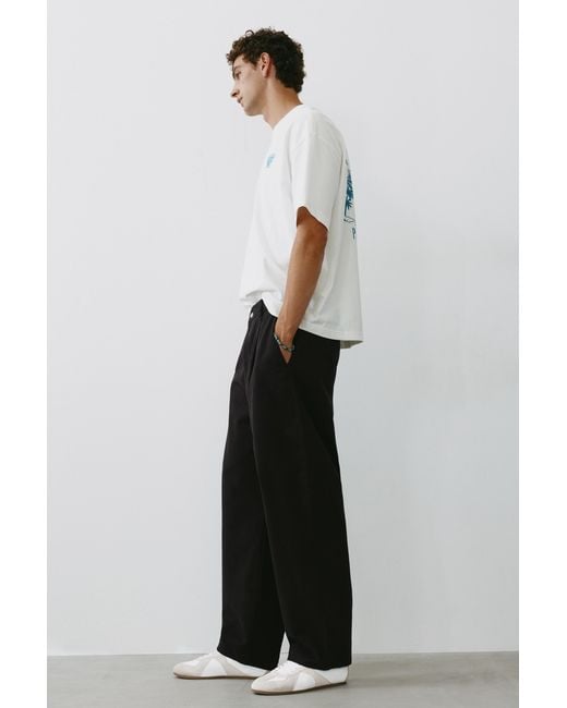 Pull&Bear Black Baggy Darted Chinos for men
