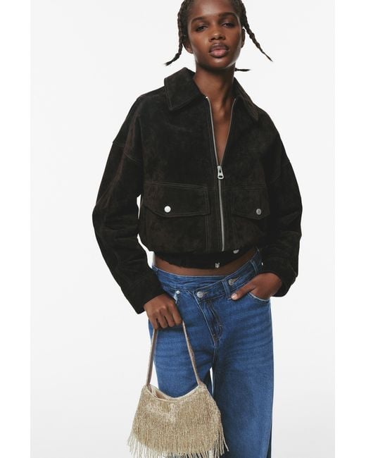 Pull&Bear Black Beaded Shoulder Bag With Fringing
