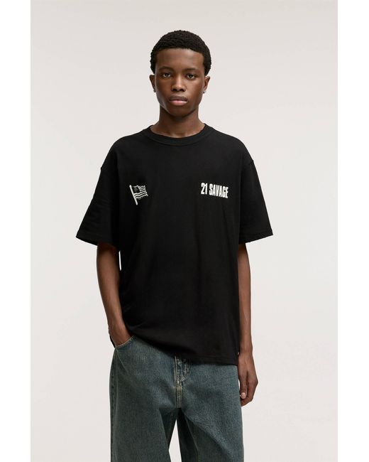 Pull&Bear Black 21 Savage T-Shirt for men