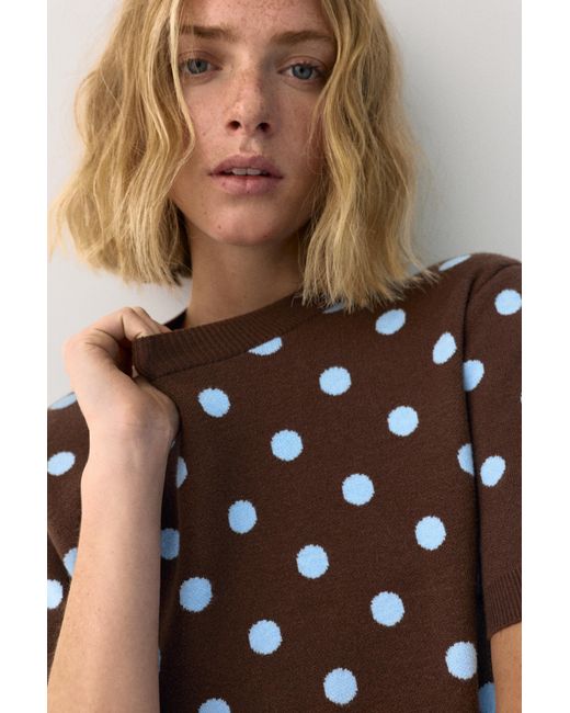 Pull&Bear White Polka Dot Knit Top