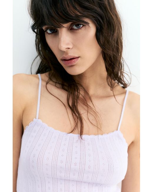 Pull&Bear Natural Strappy Pointelle Knit Top