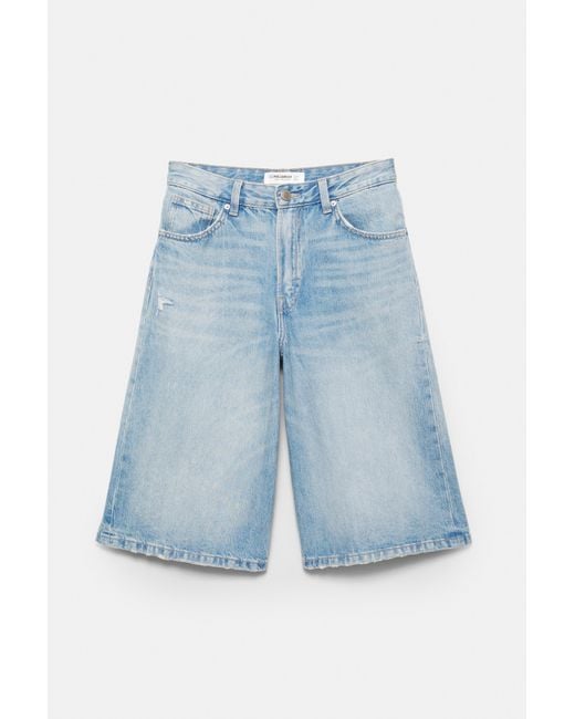 Pull&Bear Blue Low-Rise Denim Jorts