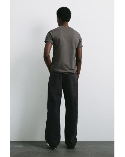 Pull&Bear Black Baggy Jeans for men