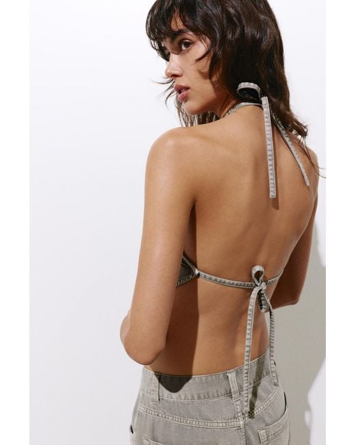 Pull&Bear Brown Open-Back Triangular Top