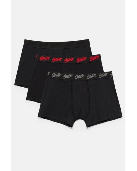 Pull&Bear Black Pack Of 3 Stwd Boxers for men