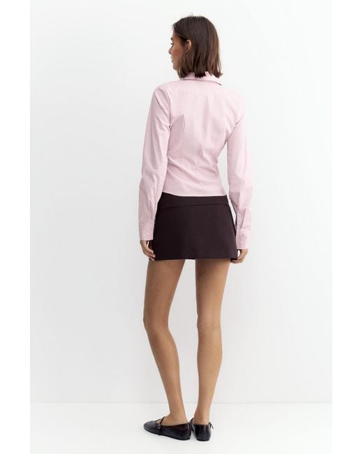 Pull&Bear Pink Fitted Wide-Cuff Shirt