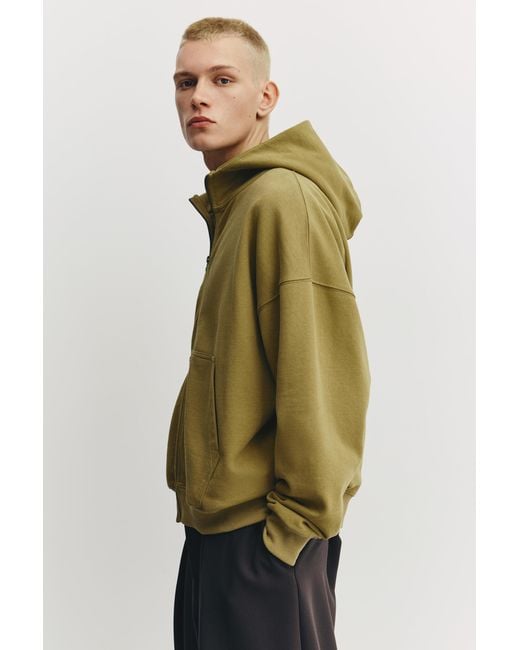 Pull&Bear Green Boxy Zip-Up Hoody for men