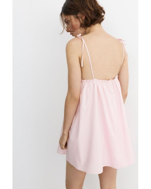 Pull&Bear Pink Short Strappy Poplin Dress