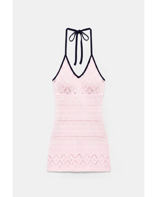 Pull&Bear Halterjurk Van Crochet in het Blue