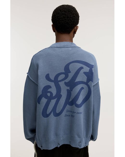 Pull&Bear Stwd-Pullover Mit Rissen in Blue für Herren