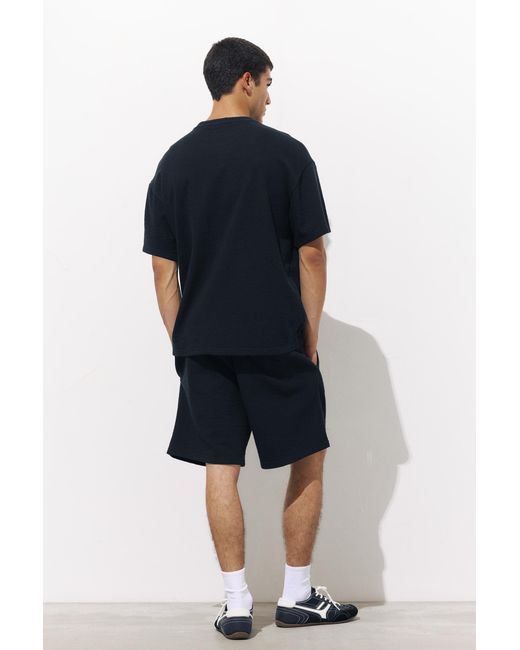 Pull&Bear Blue Textured Bermuda Sweatpants for men