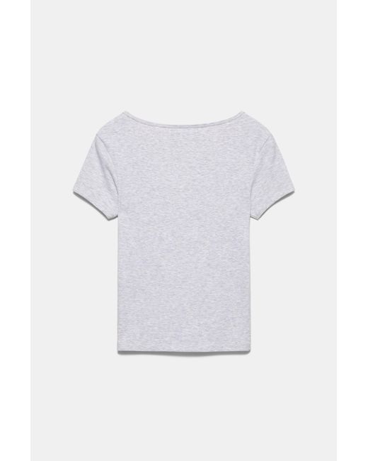 Pull&Bear White V-Neck T-Shirt