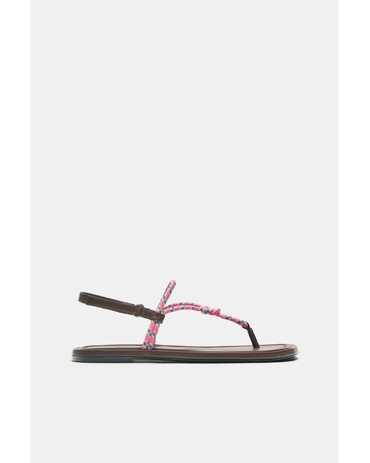 Pull&Bear Brown Flat Rope Sandals