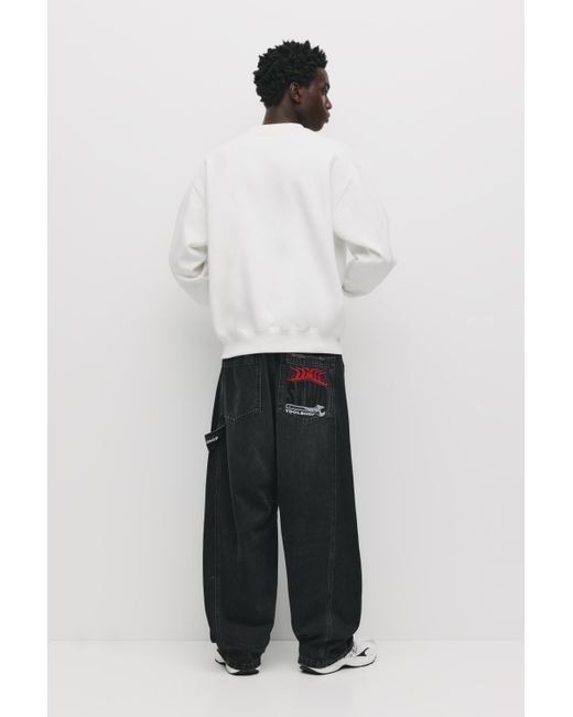 Pull&Bear White Basic Round Neck Sweatshirt for men