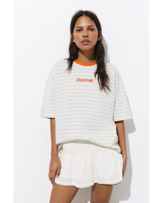 Pull&Bear Multicolor Striped Sun Graphic T-Shirt