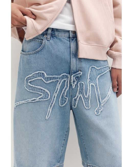 Pull&Bear White Stwd Skater Denim Bermuda Shorts for men