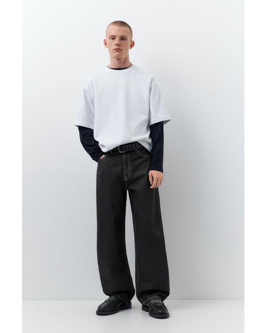Pull&Bear Black Baggy Balloon Jeans for men