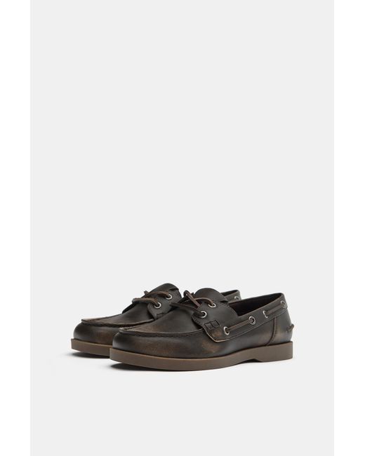 Pull&Bear Blue Distressed Lace-Up Shoes