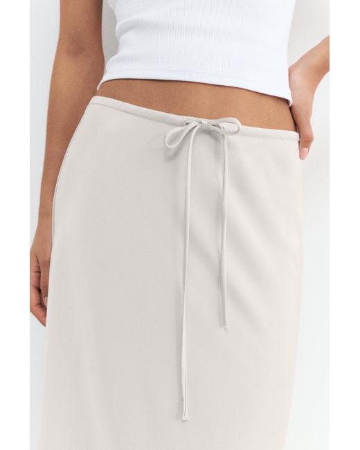 Pull&Bear White Satin Midi Skirt