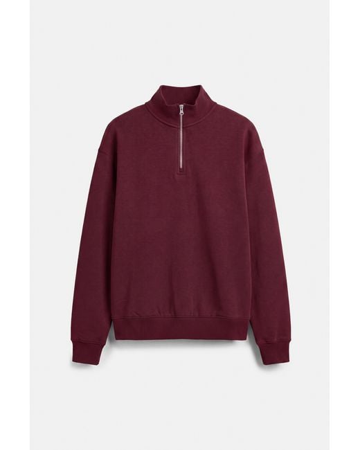 Pull&Bear Sweater Met Ritskraag in het Red voor heren