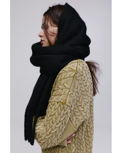 Pull&Bear Black Maxi Mohair-Effect Scarf
