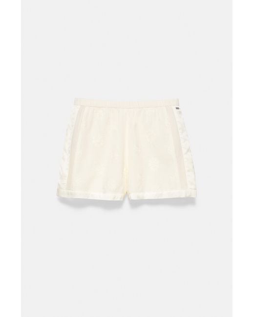 Pull&Bear Brown Floral Embroidered Bermuda Shorts