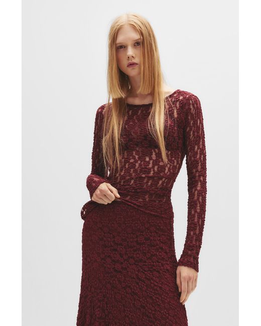 Pull&Bear Red Lace Top With Open Back