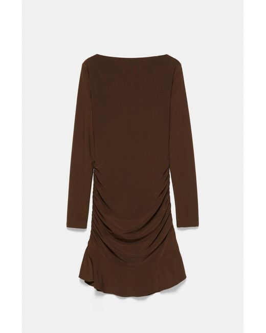 Robe Courte Froncée Pull&Bear en coloris Black