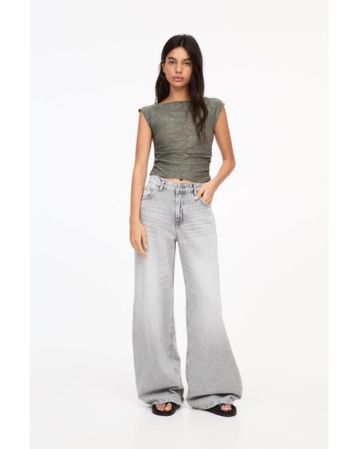 Pull&Bear Green Rustikales Top Mit Blumenprint