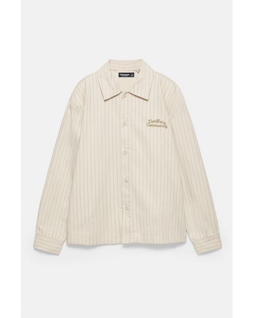 Pull&Bear Gestreept Geborduurd Overhemd in het Natural voor heren