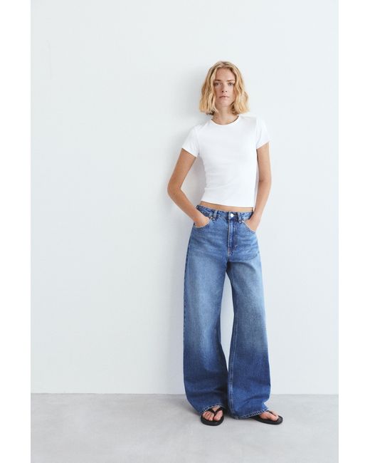 Pull&Bear White Ribbed Short Sleeve T-Shirt