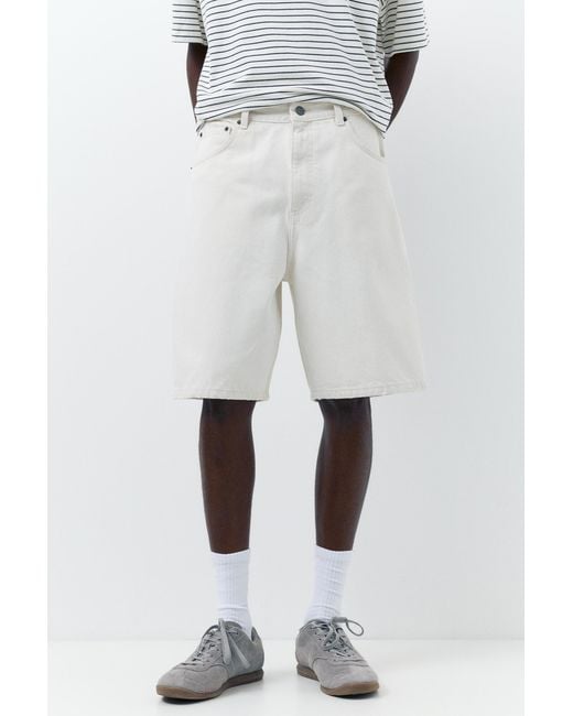 Pull&Bear Gray Baggy Denim Bermuda Shorts for men