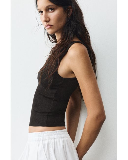 Pull&Bear Tanktop Met Boothals in het Blue