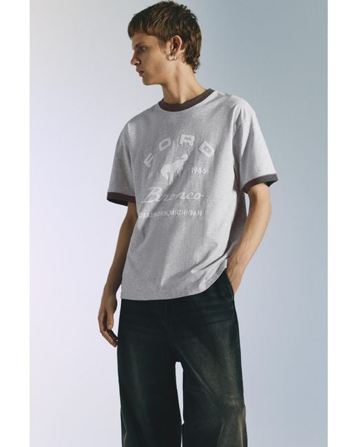 Pull&Bear Gray Ford Bronco T-Shirt for men