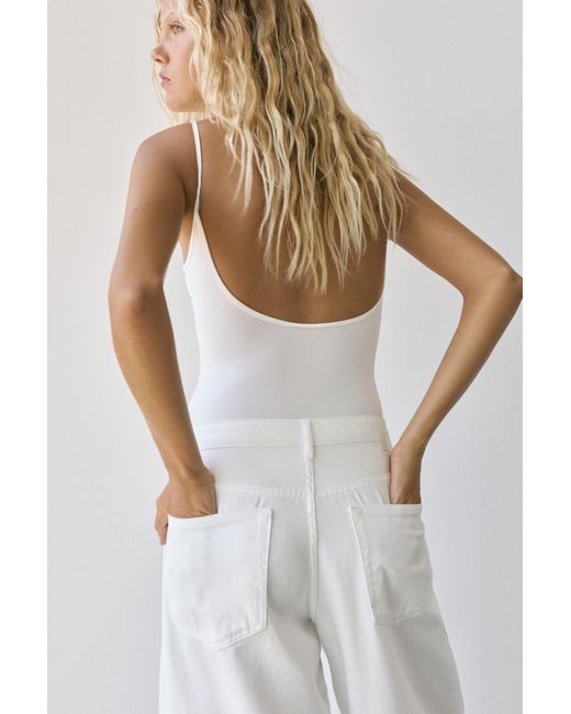 Pull&Bear White Thin-Strap Polyamide Bodysuit