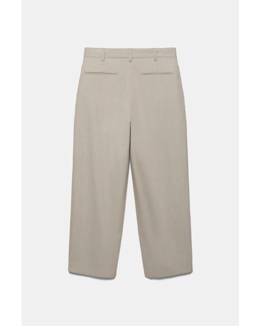Pull&Bear Natural Tailored Darted Trousers for men