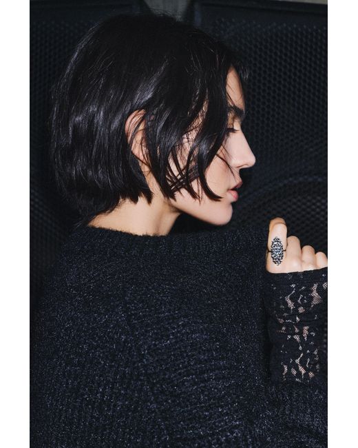 Pull&Bear Black Large Jewel Ring