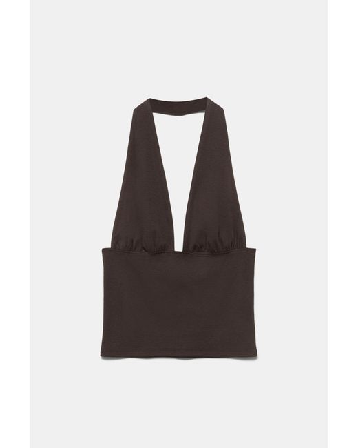 Pull&Bear Brown Halter Top