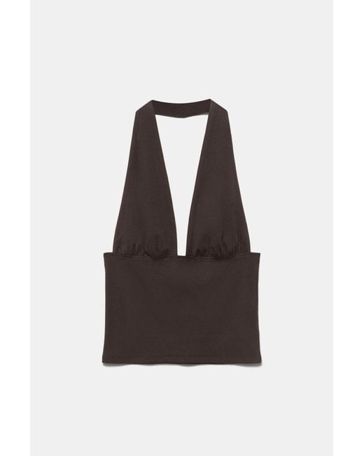 Pull&Bear Brown Halter Top