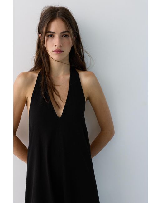 Pull&Bear Blue Halter Midi Dress