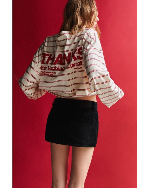 Pull&Bear Red Cross-Waist Denim Skort