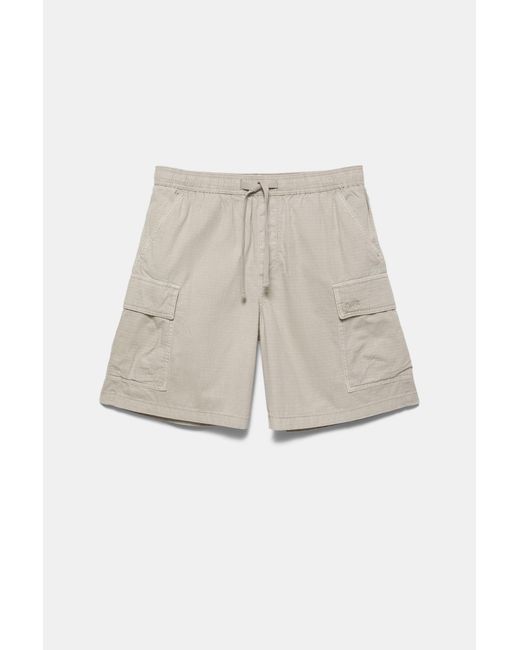 Pull&Bear Gray Ripstop Cargo Bermuda Shorts for men